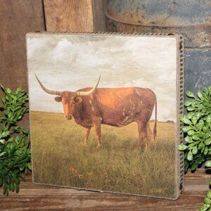 NEW Rustic Farmhouse Texas Longhorn Wall Decor Canvas Print